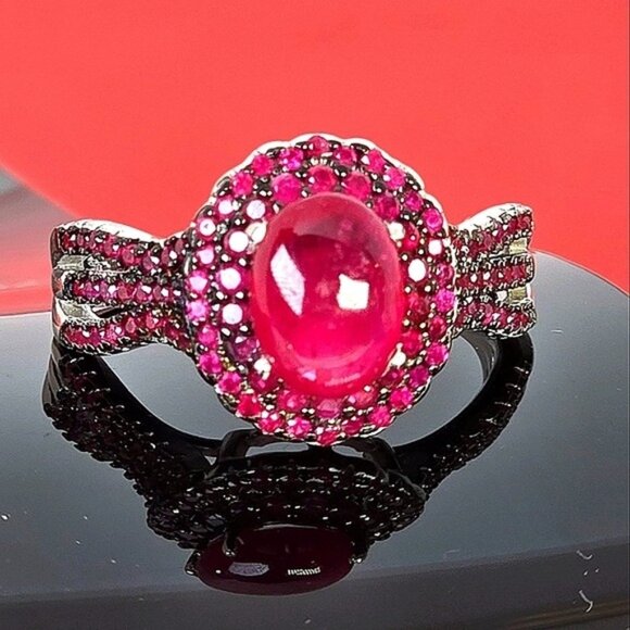 925 Sterling Silver Ring with Natural Ruby 8x6mm. - Picture 10 of 10